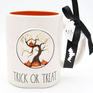Rae Dunn Trick or Treat Mug, Spooky Tree 16oz Ceramic Halloween Coffee Cup, New